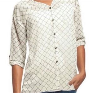 CAbi style 740 Chessboard Sheer button down blouse